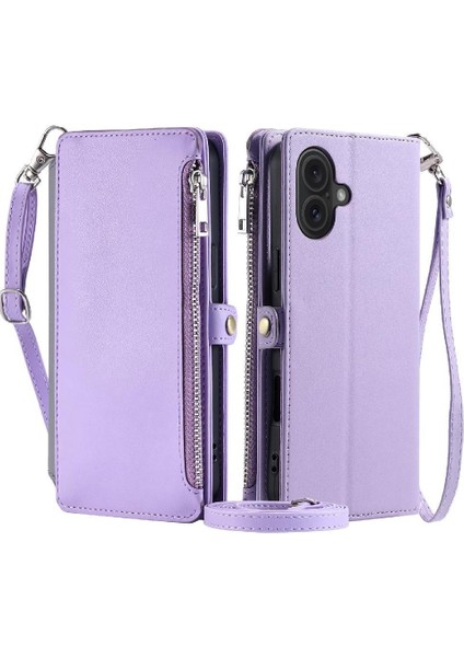 IPhone 16 Için Crossbody Durumda Artı Uzun Kordon Fermuar Faturaları Yuvası Rfıd 9 (Yurt Dışından)