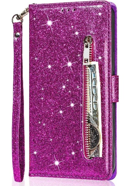 Samsung Galaxy S23 Glitter Cüzdan Kılıf Bilek Kayışı Için Fermuarlı Cebi Durumda (Yurt Dışından) modelleri