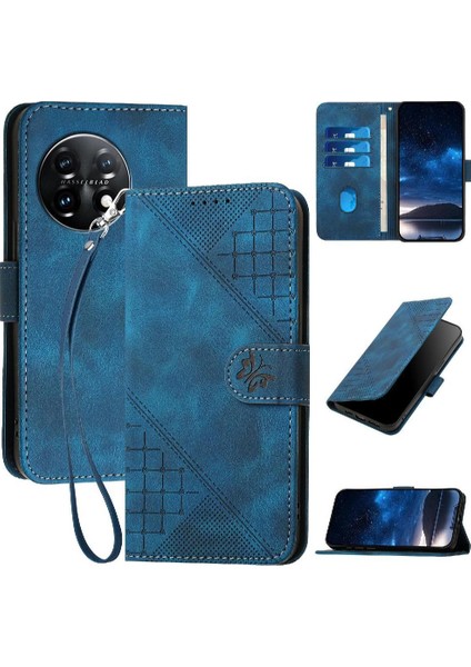 Oneplus 11 Için Flip Case ve Kredi Kartı Yuvası Kabartmalı Kelebek Yüksek Kılıf (Yurt Dışından)