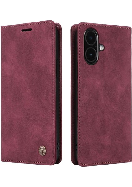 IPhone 16 Için Flip Case Artı Cüzdan Darbeye Basit Iş Deri (Yurt Dışından)
