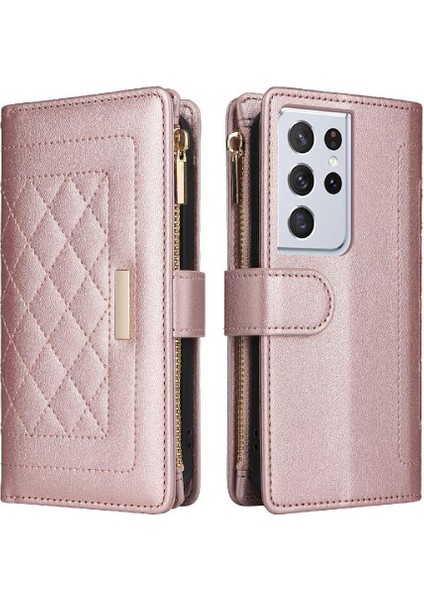 Samsung Galaxy S21 Ultra Kayış Darbeye Cüzdan Kart Yuvaları Için Flip Case (Yurt Dışından) modelleri