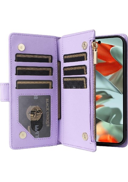 Google Piksel 9 Pro Xl Cüzdan Kart Yuvaları Için Flip Case Kayış Darbeye (Yurt Dışından)