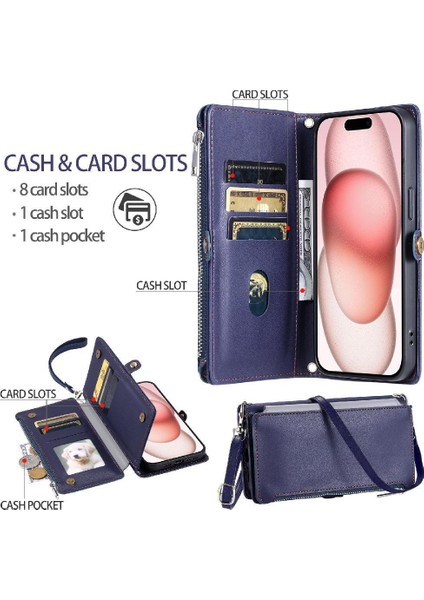 Samsung Galaxy A51 Için Crossbody Durumda 4g Fermuar Faturaları Yuvası Kılıf Cüzdan 9 (Yurt Dışından)