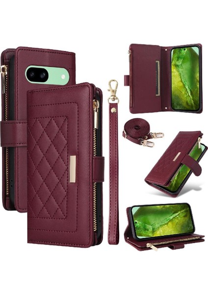 Google Piksel 8A Darbeye Dayanıklı Cüzdan Kart Yuvaları Kayış Için Flip Case (Yurt Dışından)