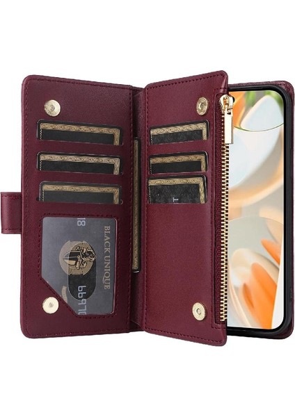 Google Piksel 9 Pro Cüzdan Darbeye Dayanıklı Kart Yuvaları Kayış Için Flip Case (Yurt Dışından)
