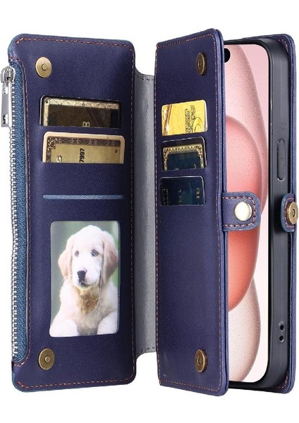Crossbody Durumda IPhone 14 Pro 9 Kart Yuvaları Fermuar Faturaları Yuvası Uzun Rfıd (Yurt Dışından)