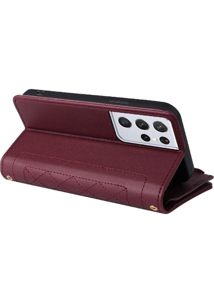 Samsung Galaxy S21 Ultra Kayış Darbeye Cüzdan Kart Yuvaları Için Flip Case (Yurt Dışından) modelleri