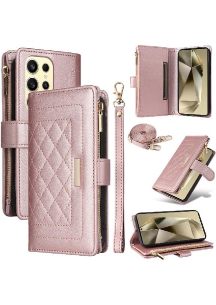 Samsung Galaxy S24 Ultra Cüzdan Kayış Darbeye Kart Yuvaları Için Flip Case (Yurt Dışından)
