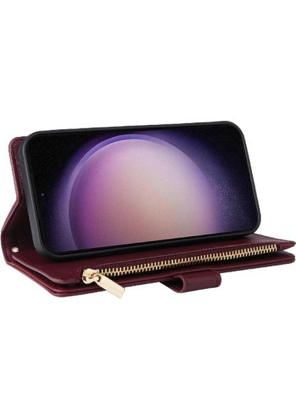 Samsung Galaxy S23 Kart Yuvaları Için Flip Case Kayış Darbeye Cüzdan (Yurt Dışından) modelleri