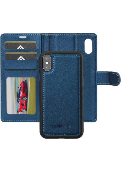 IPhone Xr Bölünmüş Deri Cüzdan Telefon Kapak Için Flip Case Ayrılabilir 2 In 1 (Yurt Dışından)