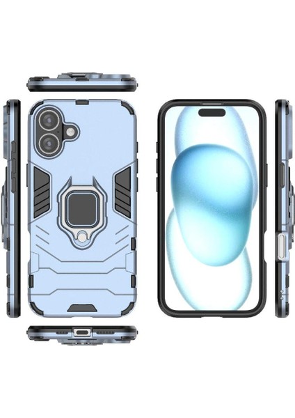 Halka Araba Montaj Kickstand Durumda IPhone 16 Artı Darbeye Dayanıklı Metal Halka (Yurt Dışından)