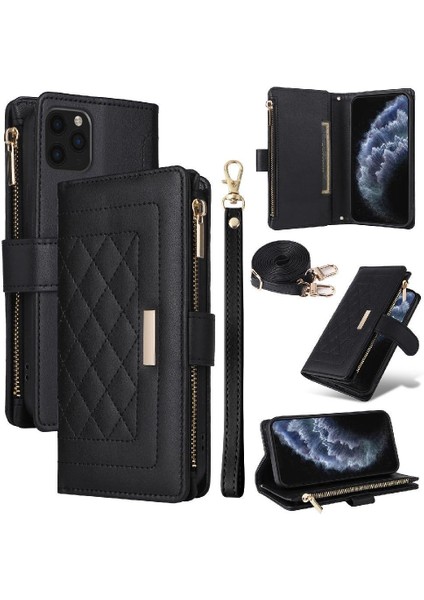 IPhone 11 Için Flip Case Pro Max Cüzdan Kayış Kart Yuvaları Darbeye (Yurt Dışından)