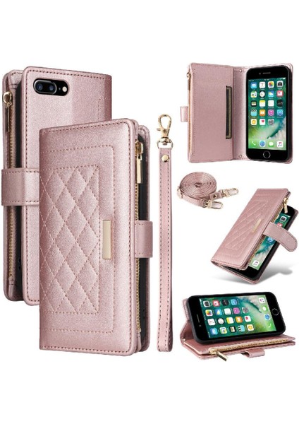 IPhone 7 Için Flip Case Artı/8 Artı Kayış Cüzdan Darbeye Kart Yuvaları (Yurt Dışından)