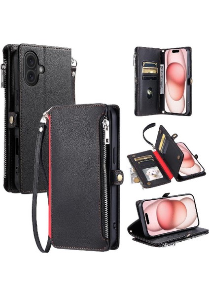 IPhone 16 Için Crossbody Durumda Rfıd Engelleme Durumda Cüzdan 9 Kart Yuvaları Yuvası (Yurt Dışından)