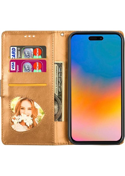 IPhone 15 Pro Pu Deri Manyetik Kapatma Glitter Için Fermuarlı Cebi Durumda (Yurt Dışından)