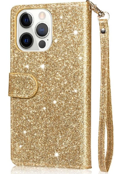 IPhone 15 Pro Pu Deri Manyetik Kapatma Glitter Için Fermuarlı Cebi Durumda (Yurt Dışından)