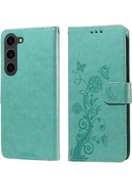 Samsung Galaxy S23 Deri Flip Kart Yuvaları Çiçek Için Flip Case (Yurt Dışından)
