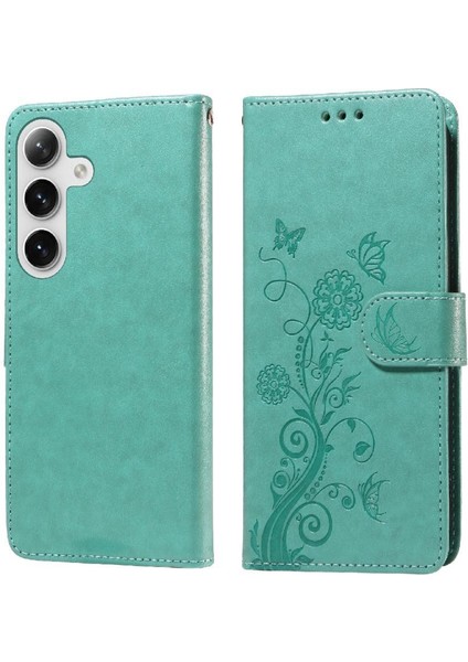 Samsung Galaxy S24 Artı Çiçek Kart Yuvaları Flip Deri Için Flip Case (Yurt Dışından)