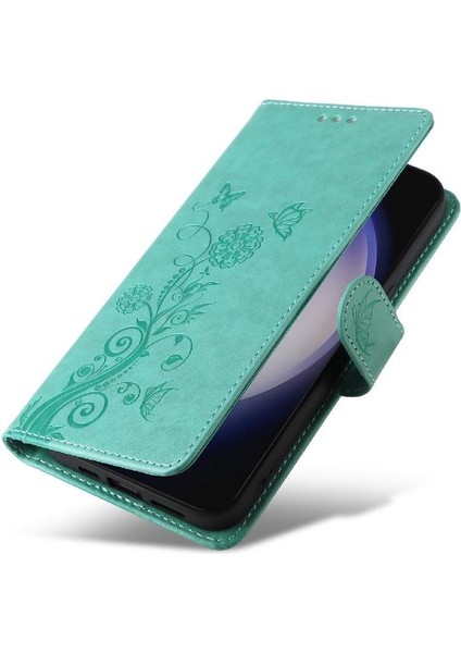 Samsung Galaxy S24 Artı Çiçek Kart Yuvaları Flip Deri Için Flip Case (Yurt Dışından)
