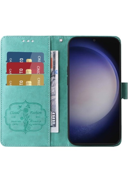 Samsung Galaxy S24 Artı Çiçek Kart Yuvaları Flip Deri Için Flip Case (Yurt Dışından)