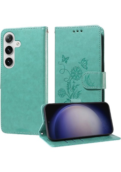 Samsung Galaxy S24 Artı Çiçek Kart Yuvaları Flip Deri Için Flip Case (Yurt Dışından)