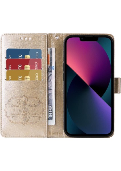 IPhone 13 Için Flip Case Çiçek Çevirme Deri Kart Yuvaları (Yurt Dışından)