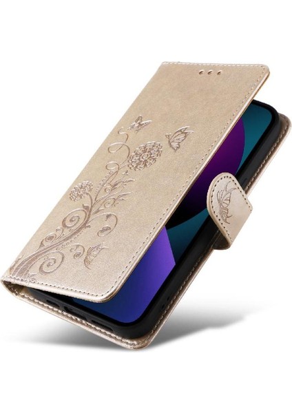 IPhone 13 Için Flip Case Çiçek Çevirme Deri Kart Yuvaları (Yurt Dışından)