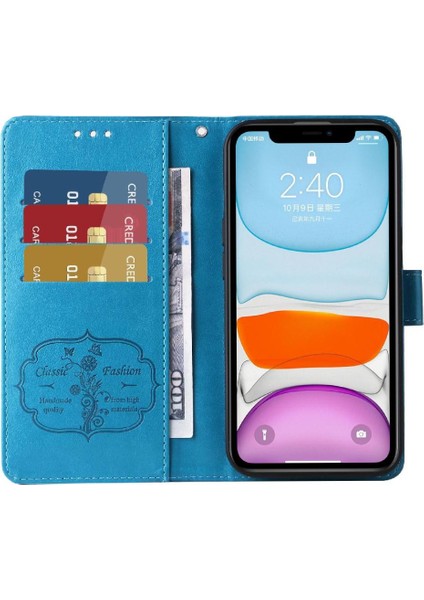 IPhone 11 Için Flip Case Deri Kart Yuvaları Çiçek Flip (Yurt Dışından)