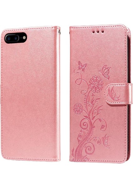 IPhone 7 Için Flip Case Artı/8 Artı Kart Yuvaları Çiçek Deri Flip (Yurt Dışından)