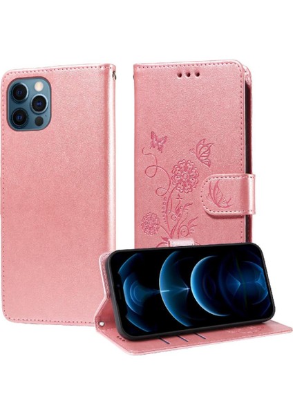 IPhone 12 Için Flip Case Çiçek Kart Yuvaları Flip Deri (Yurt Dışından)