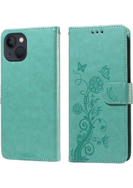 IPhone 13 Için Flip Case Çiçek Çevirme Deri Kart Yuvaları (Yurt Dışından)