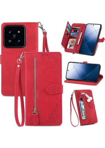 Xiaomi 14T Pro Iş Çoklu Kart Yuvası Çok Renkli Cüzdan Flip Için Kılıf (Yurt Dışından)