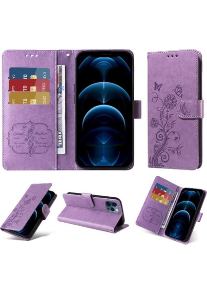 IPhone 12 Için Flip Case Pro Max Flip Çiçek Cardyuvaları Deri (Yurt Dışından)