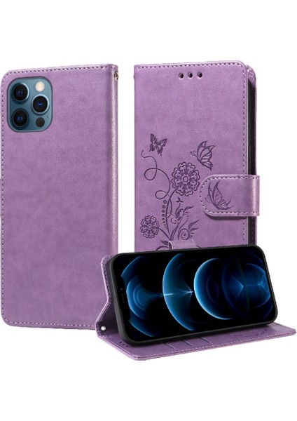 IPhone 12 Için Flip Case Pro Max Flip Çiçek Cardyuvaları Deri (Yurt Dışından)