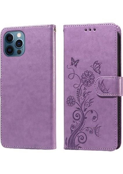 IPhone 12 Için Flip Case Pro Max Flip Çiçek Cardyuvaları Deri (Yurt Dışından)