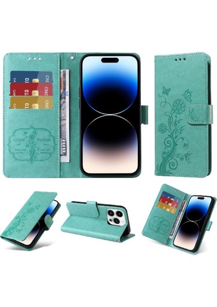 IPhone 14 Için Flip Case Pro Max Cardyuvaları Çiçek Flip Deri (Yurt Dışından)