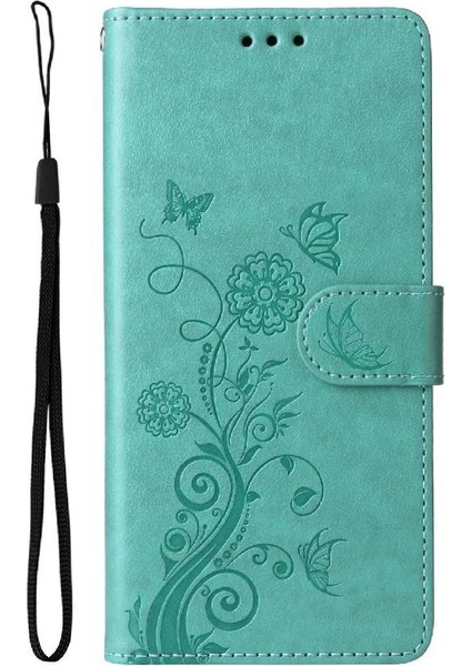 IPhone 14 Deri Çiçek Flip Kart Yuvaları Için Flip Case (Yurt Dışından)