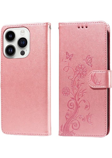 IPhone 14 Pro Çiçek Kart Yuvaları Flip Deri Için Flip Case (Yurt Dışından)
