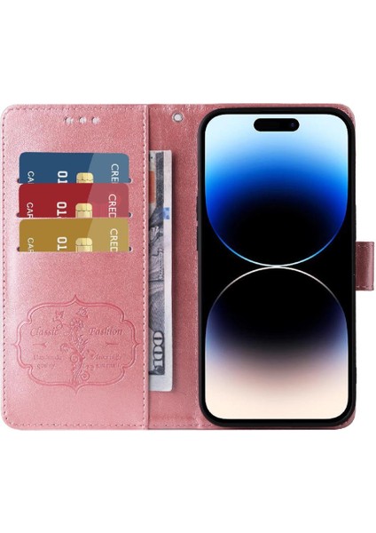 IPhone 14 Pro Çiçek Kart Yuvaları Flip Deri Için Flip Case (Yurt Dışından)