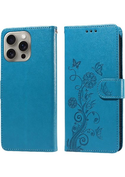 IPhone 15 Için Flip Case Pro Max Flip Çiçek Cardyuvaları Deri (Yurt Dışından)