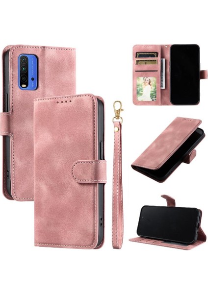 Xiaomi Redmi Için Flip Case 9t Kickstand Bilek Kayışı Manyetik Cüzdan Kart (Yurt Dışından)