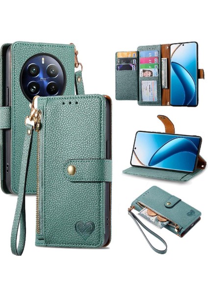 Realme 13 Cüzdan Darbeye Deri Kılıf Fermuar Aşk Için Flip Case (Yurt Dışından)