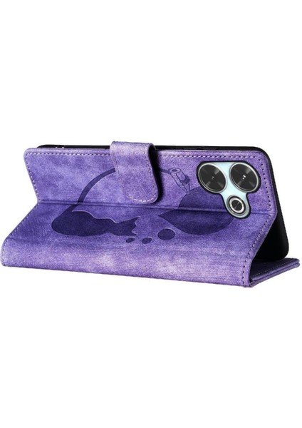 Xiaomi Poco M6 4g Için Flip Case Kabartmalı Sevimli Kedi Tutucu Kapak Cüzdan (Yurt Dışından)