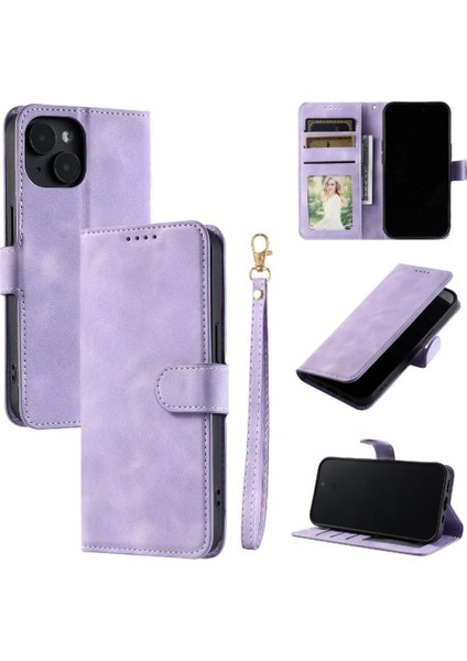 IPhone 14 Için Flip Case Artı Bilek Kayışı Manyetik Cüzdan Kart Yuvaları Pu (Yurt Dışından)