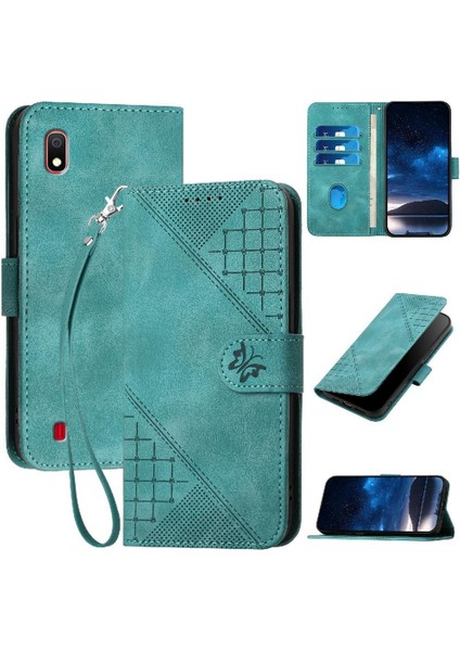 Samsung Galaxy A10 Kabartmalı Kelebek ve Kredi Kartı Yuvası Için Flip Case (Yurt Dışından)