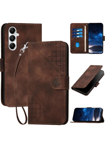 Samsung Galaxy A05S Kabartmalı Kelebek Yüksek Kaliteli Deri Için Flip Case (Yurt Dışından)