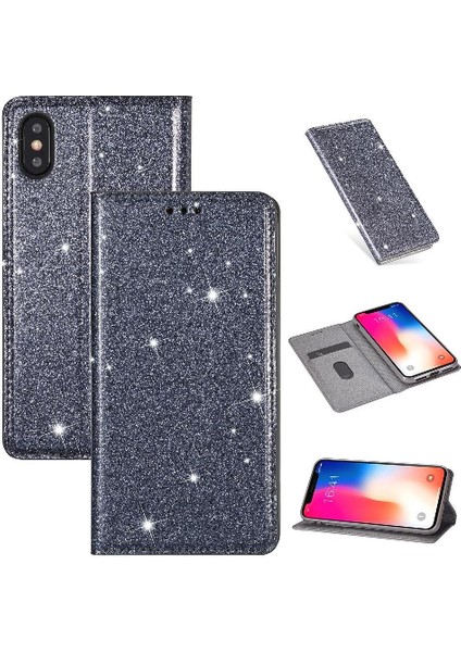 IPhone Xs Max Pu Deri Flip Case Cüzdan Kart Için Glitter Flip Case (Yurt Dışından)