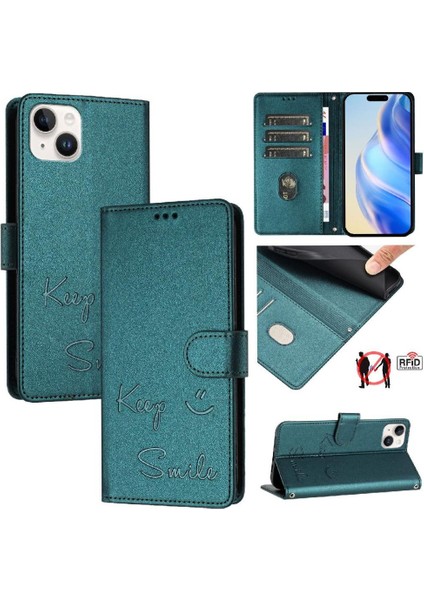 IPhone 15 Için Kılıf Artı Kapak Kapak Rfıd Engelleme Pu Deri Kart Tutucu (Yurt Dışından)