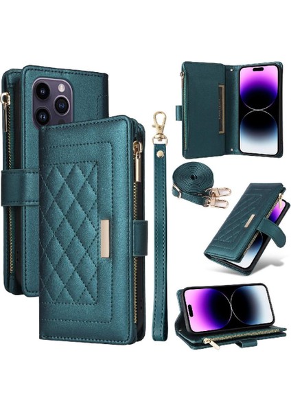 IPhone 14 Için Flip Case Pro Max Darbeye Cüzdan Kayış Kart Yuvaları (Yurt Dışından)