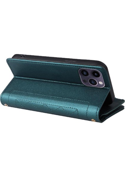IPhone 14 Için Flip Case Pro Max Darbeye Cüzdan Kayış Kart Yuvaları (Yurt Dışından)